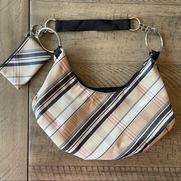 Black and Tan Plaid Boho Bag- Small - Picture 6 of 6